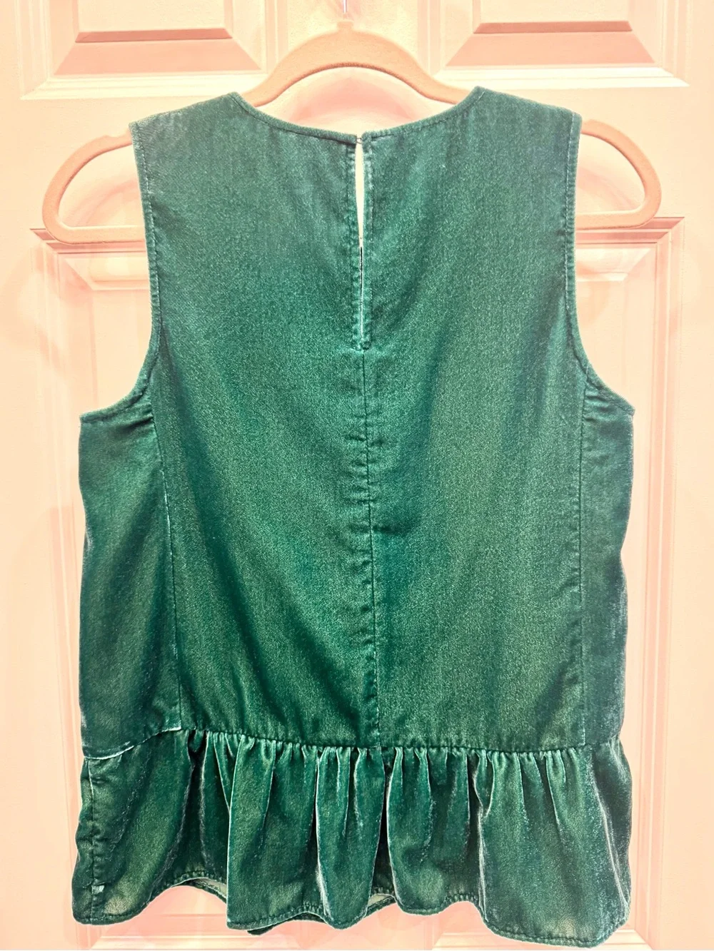 J. Crew Sleeveless Velvet Peplum Top - Green